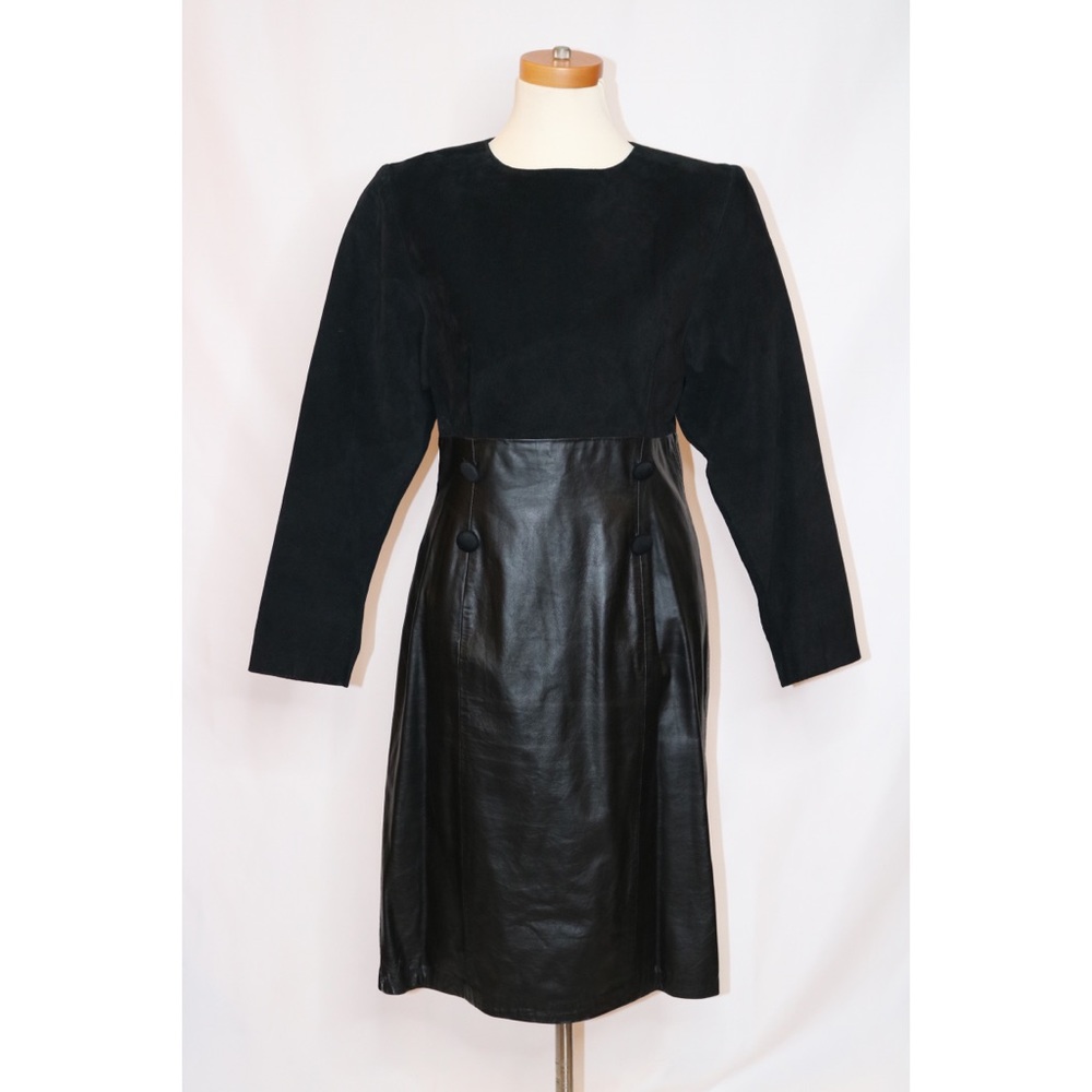 Intern Black Swede & Leather Dress